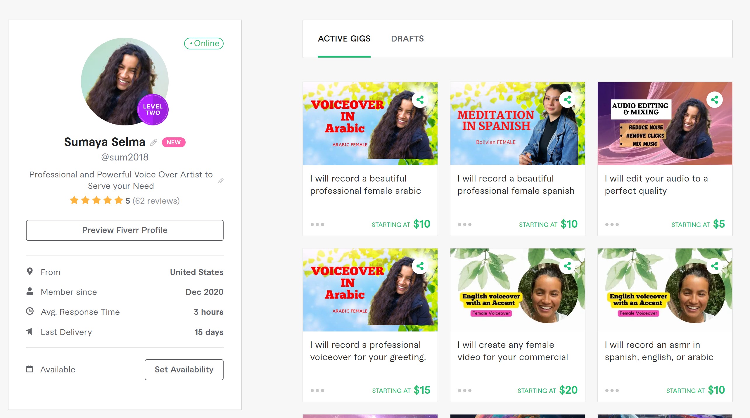 My Fiverr page